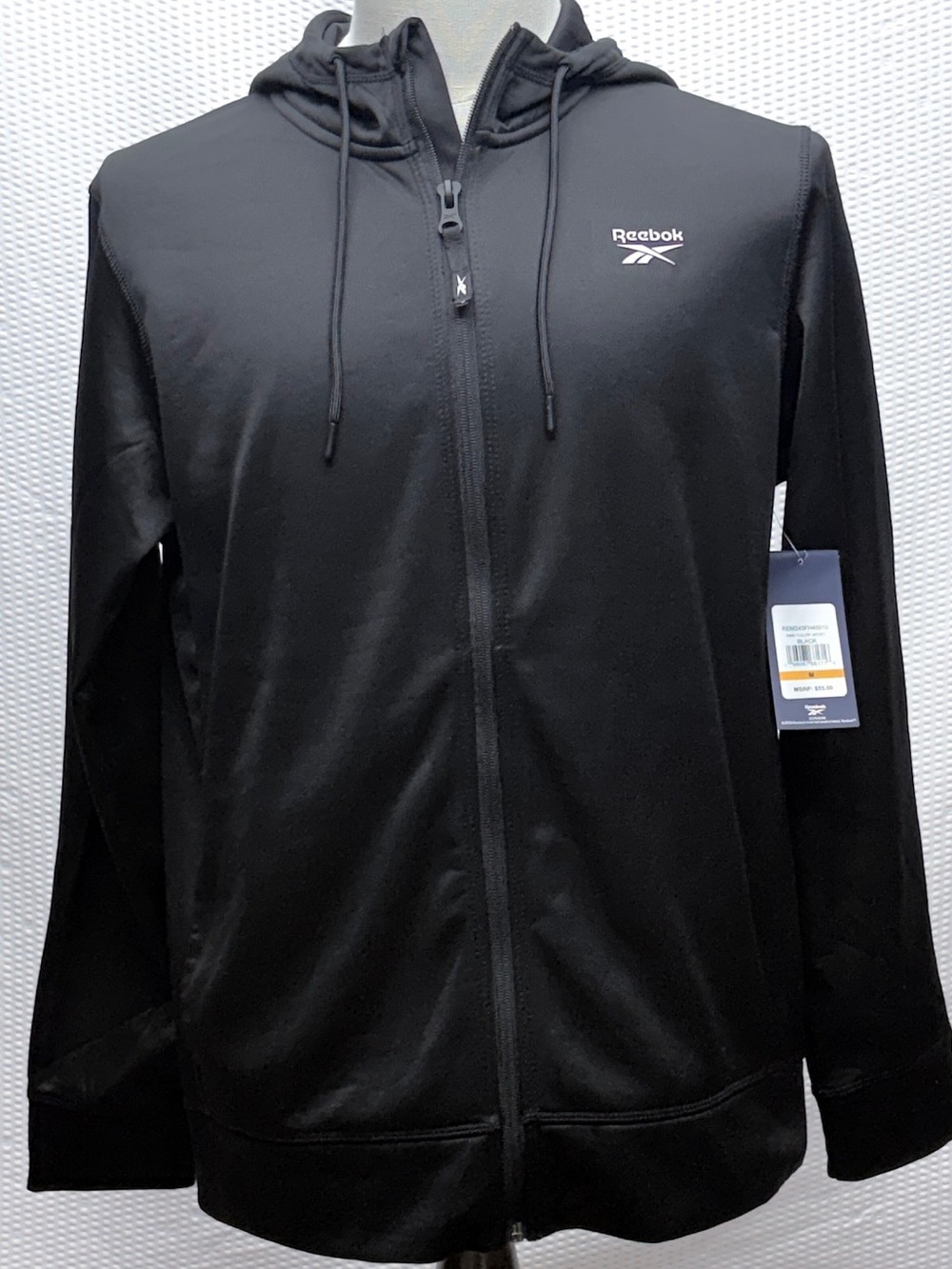 Reebok Dime Full Zip Hooded Track Jacket Men’s M Black Logo Athletic NWT